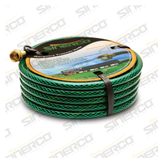 Imagen de MANGUERA TRAMADA VERDE 1/2" X 15 MTS. CONEX. LATON